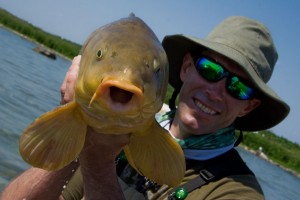Fly fishing for carp in Michigan.